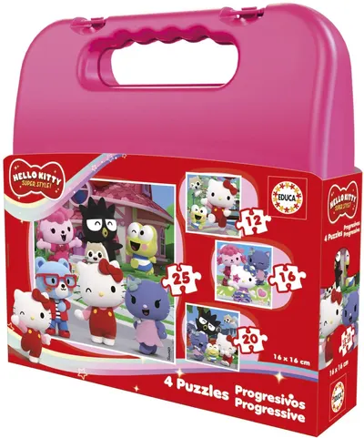 Puzzle progresiv Educa 4 în 1 - Hello Kitty și prieteni