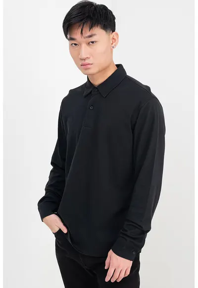 Bluza polo regular fit - Negru