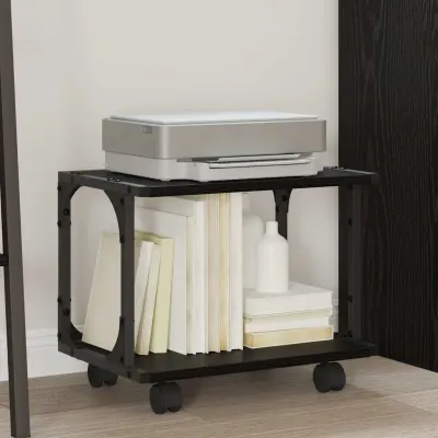 vidaXL Suport pentru imprimantă Stejar Negru 41 x 28 x 33,5 cm
