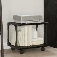 vidaXL Suport pentru imprimantă Stejar Negru 41 x 28 x 33,5 cm