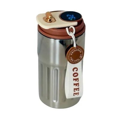 Termos Digital CoffeeMug, Display LED, Termometru inclus, Otel Inoxidabil, Argintiu, 450ml,MIX14827