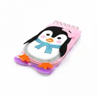 Carnețel, roz, 3D, Pinguin cu fundiță și eșarfă, 80 pagini