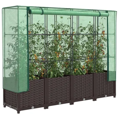 Gossi strat inaltat cu husa de sera, aspect ratan, 160x40x138 cm