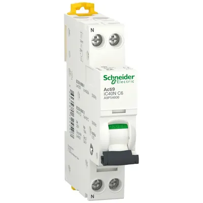 Siguranta automata Acti9, iC40N 1P+N 6A 6kA/10kA, curba C Schneider A9P54606