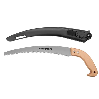 Fierastrau de taiat pomi, ROTOR RFG-330, Lungime lama: 330 mm, otel 65Mn, Maner din lemn, Cu teaca din plastic