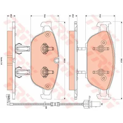 Set placute frana, frana disc TRW GDB1883