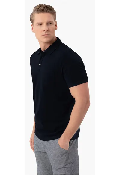 Tricou polo barbati din bumbac - cu buzunar pe piept - uni - Regular Fit - o-Chili - negru - Negru
