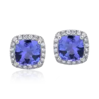 Cercei din aur alb cu tanzanite de 2.84ct si diamante de 0.26ct