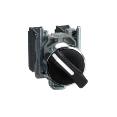 Comutator selector negru Ø22 ramanere in 2 pozitii 1NO+1NC 600V