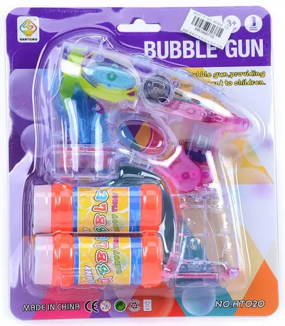 Pistol transparent pentru baloane de sapun cu 2 rezerve