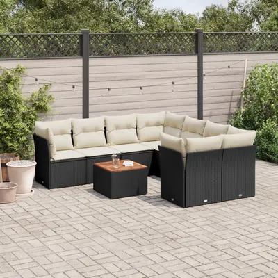 Gossi set mobilier de gradina cu perne, 9 piese, negru, poliratan
