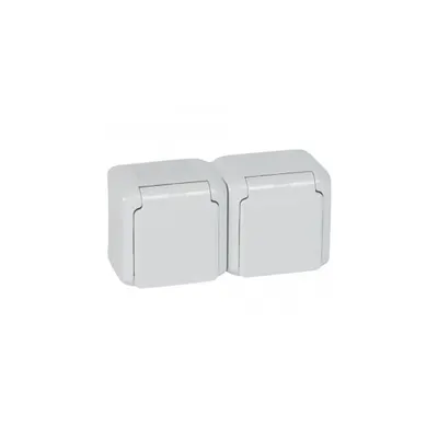2 x 2P+E Priza standard Francez pentruix - surface mounting - 16 A 250 V~ -gri