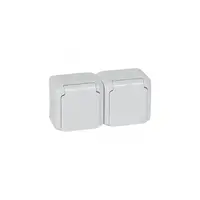 2 x 2P+E Priza standard Francez pentruix - surface mounting - 16 A 250 V~ -gri