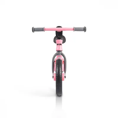 Bicicleta copii fara pedale Byox Go On pink 12 inch, roti din spuma EVA, scaun reglabil 32-41 cm, cadru din aliaj de magneziu, roti din spuma rezistenta, greutate maxima 30 kg