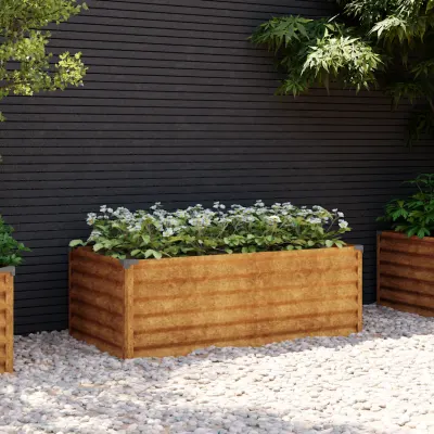 vidaXL Pat de grădină înălțat 100x50x36 cm, oțel corten