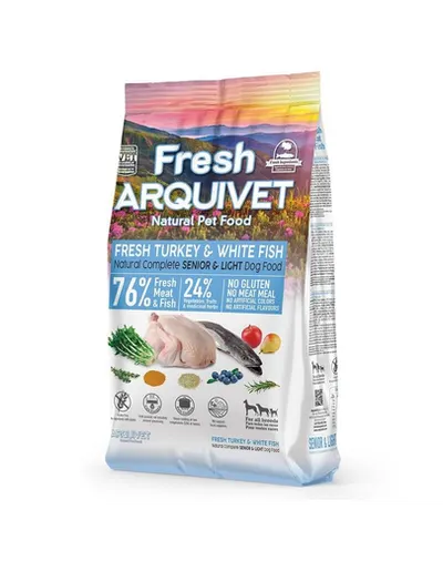 ARQUIVET Fresh Senior Light hrana semiumeda pentru caini seniori 2,5 kg curcan si peste alb