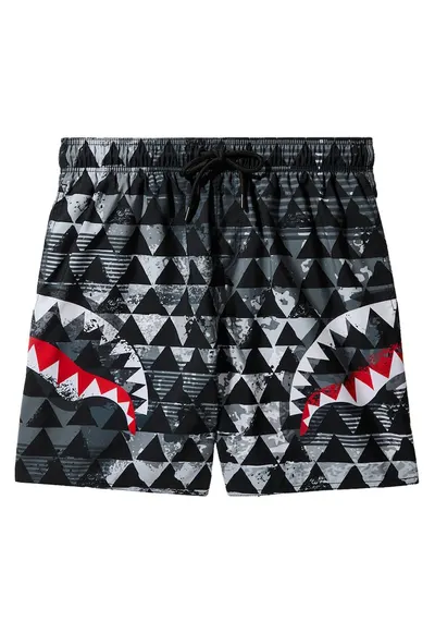 Pantaloni scurti de baie cu snur de ajustare si imprimeu grafic