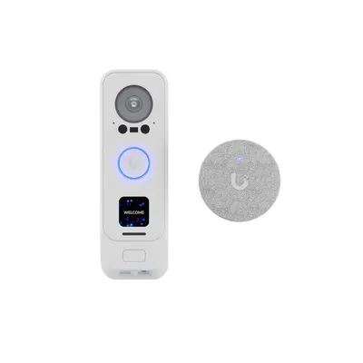 Kit videointerfon IP cu camera duala Ubiquiti UniFi G4 Doorbell Pro, 5MP + 8MP, AI Detection, PoE, sonerie interior, alb