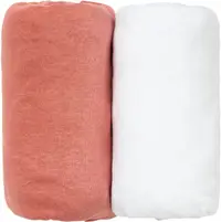 Cearșafuri pentru copii Babycalin - 2 bucăți, 60 x 120 cm, alb/teracotă