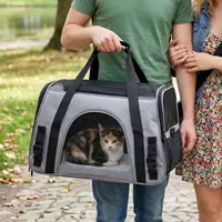 Geantă transport animale de companie pliabilă, mesh respirabil, 44x25x28 cm, max. 5 kg, gri