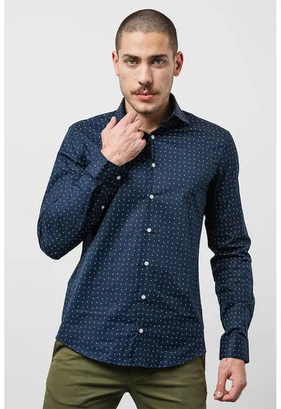 Camasa cu imprimeu grafic - Bleumarin