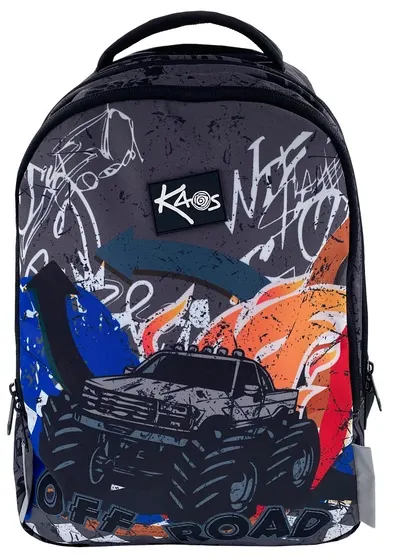 Ghiozdan școlar Kaos 2 în 1 - Off Road, cu 4 compartimente