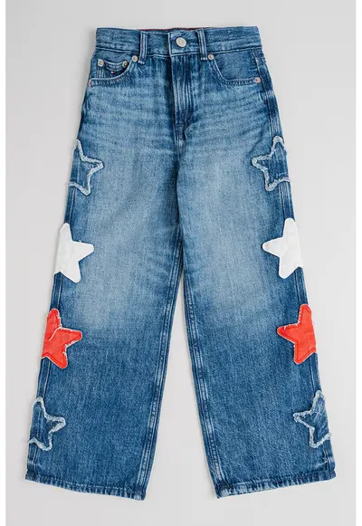 Blugi din denim cu talie medie - Albastru royal