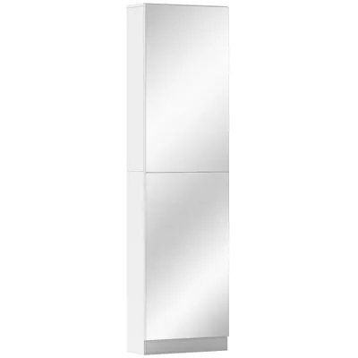 HOMCOM Dulap pentru Pantofi cu Oglindă, Uși Reversibile cu 5 Rafturi din Material Textil, 50 x 20 x 180 cm, Alb | Aosom Romania