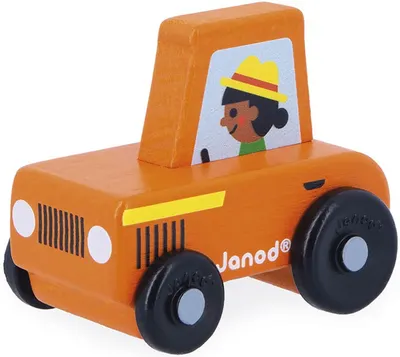 Mașinuță de lemn Janod Cross Roads - Tractor roșu