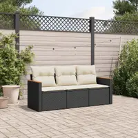 Gossi set mobilier de gradina cu perne, 3 piese, negru, poliratan