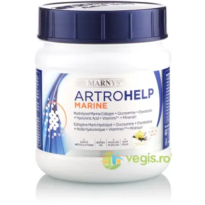Artrohelp Marine - Colagen Hidrolizat Tip 1 cu 10.000mg, Acid Hialuronic, Glucozamina, Condroitina, Calciu, Magneziu, Vitaminele C, B, D3 si K2 350g