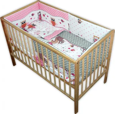 Lenjerie patut cu 5 piese Owls roz