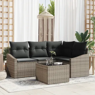 Gossi set de mobilier de gradina 4 piese cu perne negre din ratan poliratan
