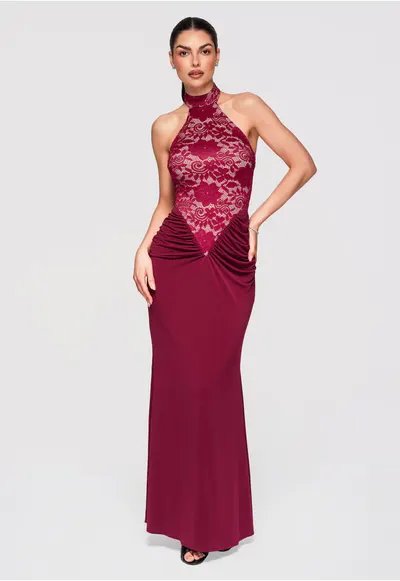 Rochie de seara maxi LA-OM-DLR295 - Visiniu