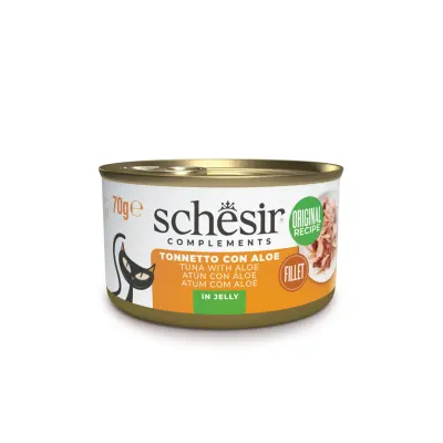 SCHESIR Complementary In Jelly, Ton și Aloe Vera, conservă hrană umedă pisici, (în aspic), 70g