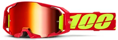 Ochelari atv cross 100% Armatic, lentila oglinda rosie, culoare rama rosu