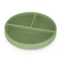 Farfurie compartimentata din silicon PetiteMars Sweet Pea Verde TakeMatch, cu ventuza si 3 compartimente, fara BPA, 500 ml, 6 luni+