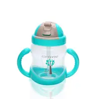 Sticla cu pai din plastic Cangaroo - Albastra, 280 ml