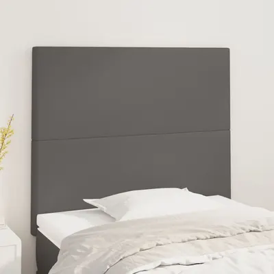 vidaXL Tăblie de pat gri 90x5x118/128 cm piele ecologică