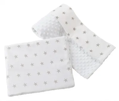 Set paturica 75x100 cm si perna 35x30 cm Minky Stars White