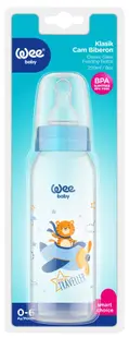 Biberon din sticla Wee Baby Classic - 250 ml, albastru