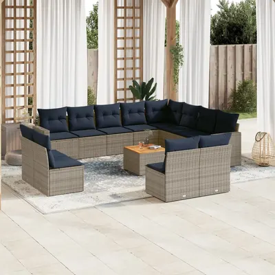Gossi set mobilier de gradina cu perne, 13 piese, gri, poliratan