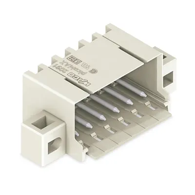 THT male header; 1.0 mm Ø solder pin; angled; clamping collar; Pin spacing 3.5 mm; 2-pole; light gray