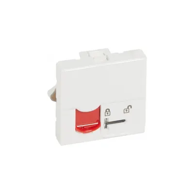 RJ 45 priza Mosaic - category 5e UTP + controlled access - 2 module - alb cu rosu shutter