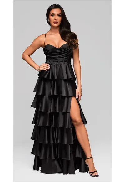 Rochie de bal maxi LA-OM-DLR202 - Negru
