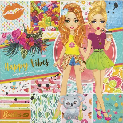 Hârtie colorată Moxy Besties - Happy Vibes, 20 coli