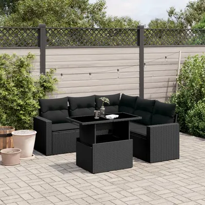 Gossi set mobilier de gradina cu perne, 6 piese, negru, poliratan