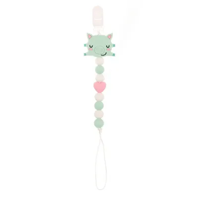 Colier pentru suzeta din silicon Coccorito Porcusor Teal