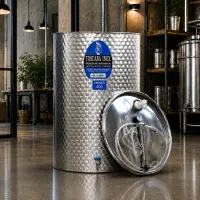 Cisterna inox vin 400L cu capac cu etansare gonflabila – AISI 304, fund plan - Toscana Inox