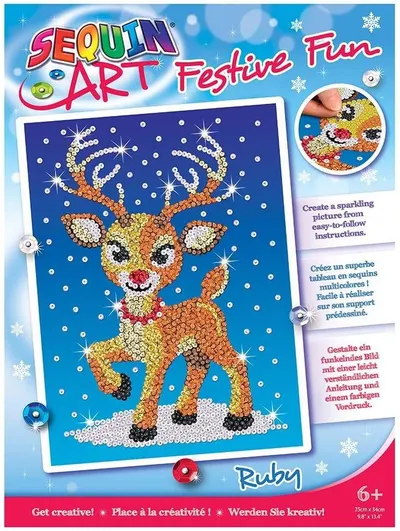 Set creativ KSG Crafts - Arta cu paiete, renul Ruby